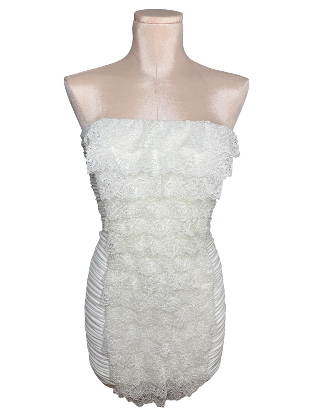 White Waterfall Lace Mini Dress